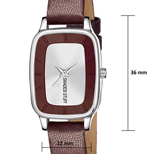 SWADESI-STUFF-Analog-Silver-Dial-Leather-Strap-Watch-for-Women-Girls