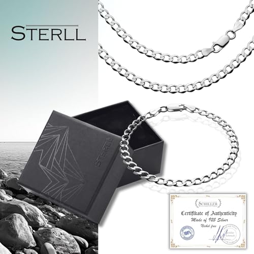 STERLL Herren Schmuckset Aus 925 Sterlingsilber Mit Panzerkettenglieder Design