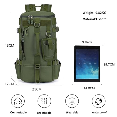 Mochila de pesca multifuncional con portacañas impermeable verde miniatura 3