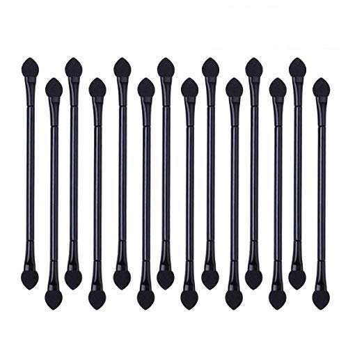 Onwon 30 Pcs Disposable Dual Sides Eyeshadow Brush, Long Handle Double Ended Sponge Applicator Oval Tipped Eyeliner Brush Makeup Brush Tool