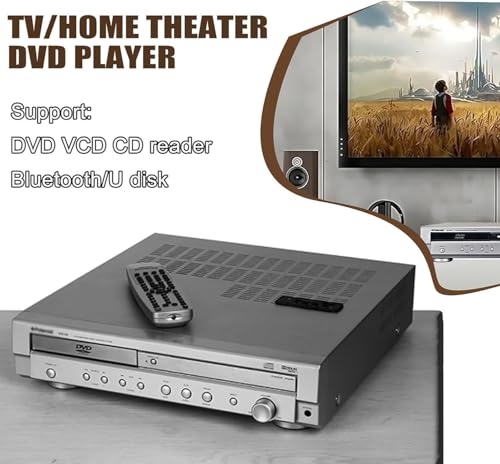 Amplificateur Home Cinéma 5.1 canaux avec lecteur DVD et télécommande, fonction son surround, prise en charge USB, optique, sortie coaxiale, contrôle du volume
