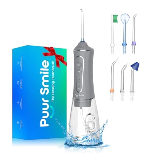 Professional Water Flosser - Advanced Dental Care for a Healthier Mouth, Gum, and Teeth - IPX7 Waterproof Oral Irrigator | 7 Replacement Tips, Travel-Friendly, Rechargeable - Oral Hygiene (Grey)