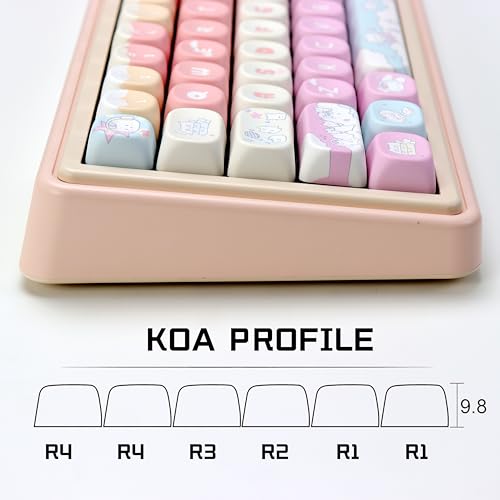 Image of KBDiy Cute Rock Cat Keycaps Set 133 Keys KOA Profile Dye-Sublimation Kawaii Color Keycaps for Cherry Gateron MX Switches Gaming Mechanical Keyboards