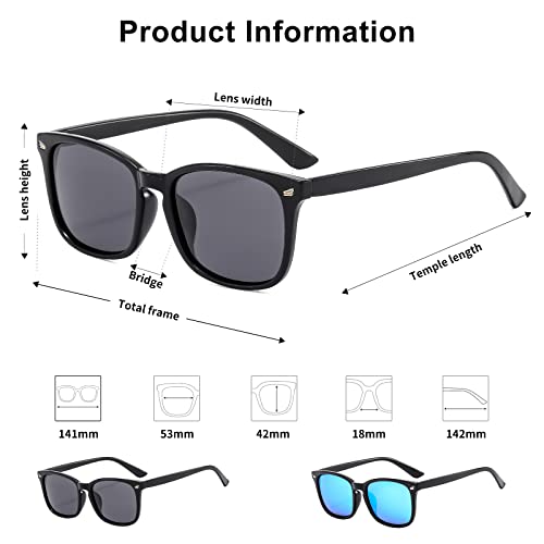 Suertree Polarized Sunglasses Men, Retro Sun Glasses For Men Women, Uv400 Protection For Driving Fishing (Pvc Temples, Black2+Blue2) #TOP1
