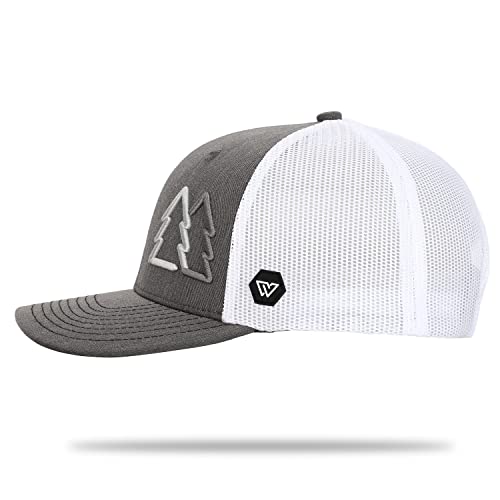Wue Simple Pine Trees Trucker Hats For Men Adjustable Snapback Mesh Cap Great For Outdoors (Charcoal Hea/White) (Charcoal Hea/White) #TOP2