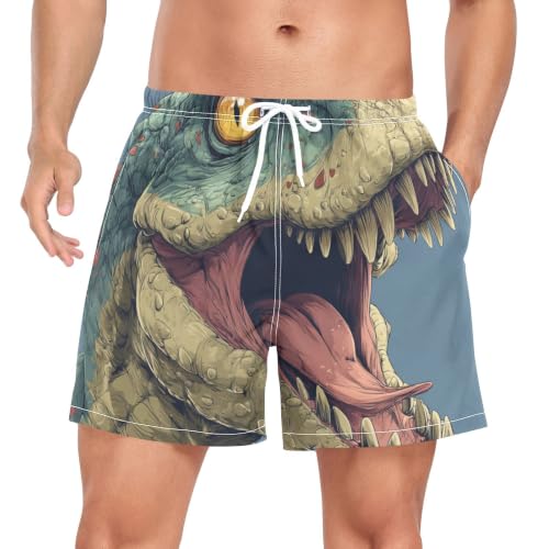 Bañador de secado rápido para hombre shorts de deporte con estampado de dinosaurio