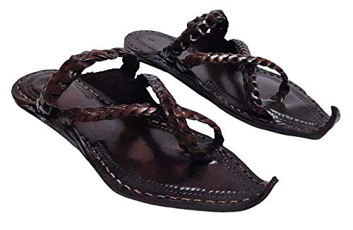 Mens Kolhapuri Chappals | Men Ethnic Leather Kolapuri Footwear MK77_10 Brown (B091FXRHL6) Amazon Price History, Amazon Price Tracker