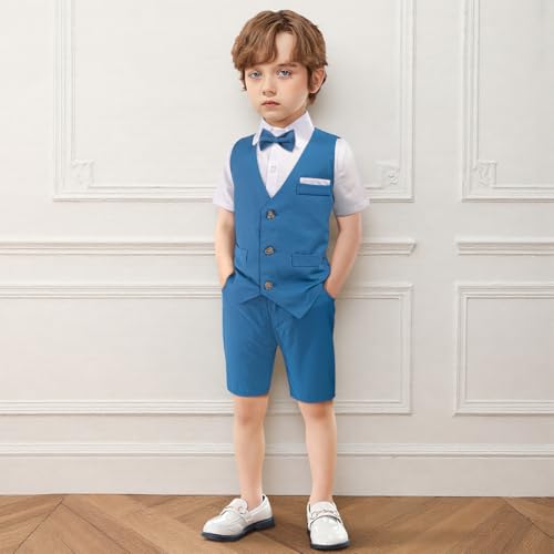 Image of Nwada Boys Suit Toddler Dress Clothes Shirt with Bow Tie, Dress Pants Sets Kids Gentleman Outfit suits