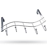 Over the Door Rack with Hooks | 5 Hangers for Towels Coats Clothes Robes Ties Hats | Bathroom Closet...