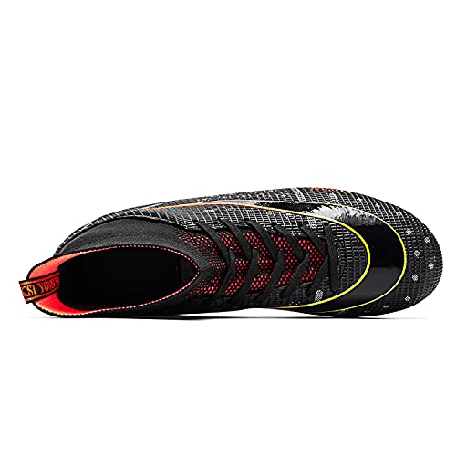 Liaocxf Mens Soccer Cleats Football Boots Spikes Shoes High-Top Outdoor/Indoor Training Athletic Sneaker (Black, Numeric_10) #TOP2