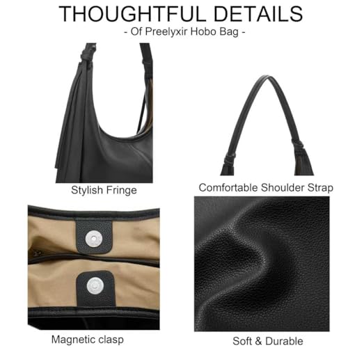 Bolso Hobo Vegano para Mujer, Suave Tote con Borla miniatura 4
