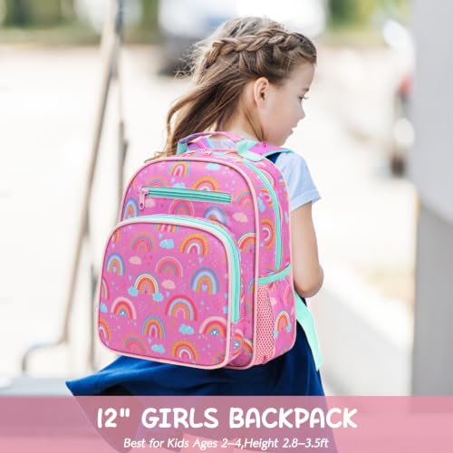 Image of Toddler Backpack for Girls 2-4,Preschool Kindergarten Rainbow Backpacks,Small Backpack for Kids,Toddler Bookbag with Chest Strap