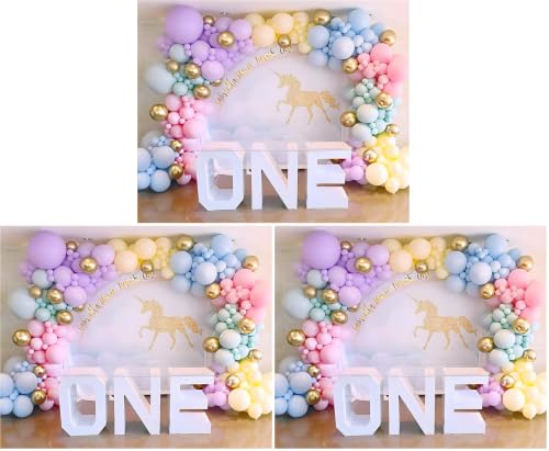 Image of Rainbow Balloon Garland Arch Kit 171PCS Latex Balloon Pastel Balloon Garland Kit Macaron Colors 5,10,12,18 Inch Birthday Baby Shower Wedding Unicorn Party Decorations (Pack of 3)