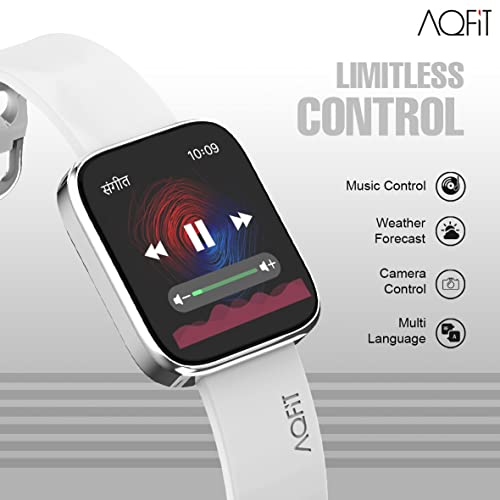 Image of AQFIT W9 Quad Bluetooth Calling Smartwatch For Men and Women| 1.69 inch Full Touch Screen HD Display with Voice Assistant |SpO2 , Heart Rate Monitoring | Up to 10 Days of Battery Life | IP67 Water Resistant | (Silver)