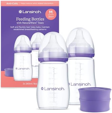 Lansinoh Anti Colic Baby Bottle - 2 Pack 240 ml - NaturalWave® Te...