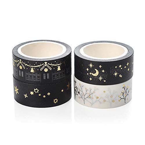 15mm * 5 m Folha De Ouro/Folha De Prata Impresso Padrões Washi Fita Adesiva Fitas Adesivas de Papel