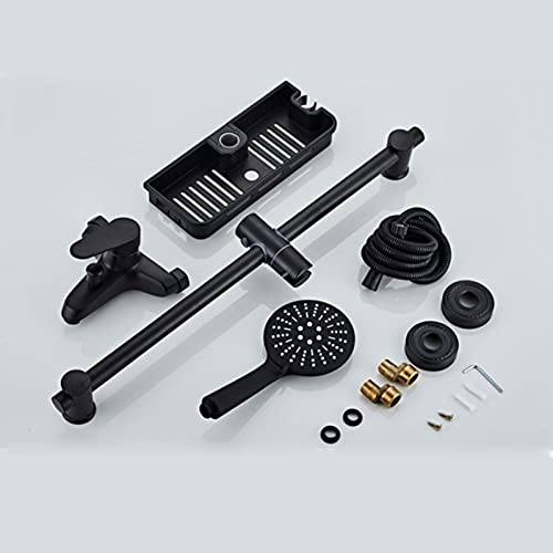 Robinet mélangeur de salle de bain mural noir avec colonne de douche ABS