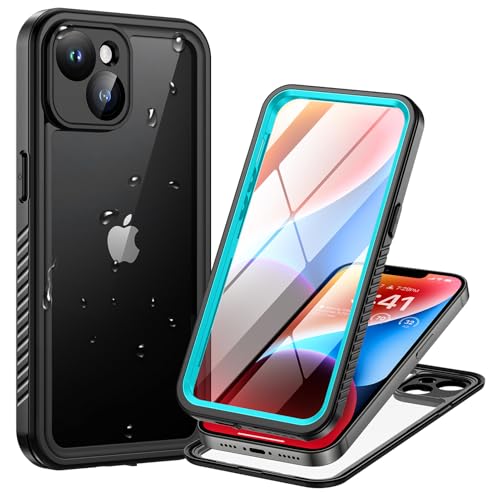 Coque iPhone 14 étanche IP68 imperméable indestructible 360 antichoc bleu - Lanhiem