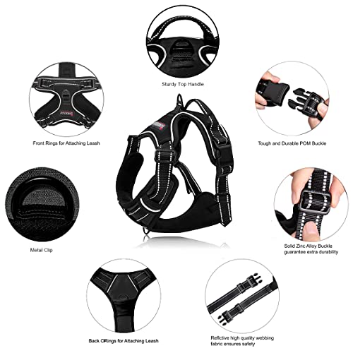 BARKBAY No Pull Dog Harness Front Clip Heavy Duty Reflective Easy Control Handle for Large Dog Walking(Black,L) - Image 6