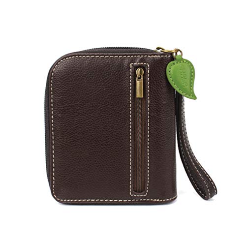 Image of CHALA Zip Around Wallet, Wristlet, 8 Credit Card Slots, Sturdy Pu Leather - Koala - Brown Stripe