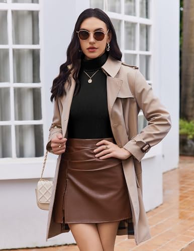 Ekouaer Womens Turtleneck Shirts Long Sleeve Slim Fit Fall Fashion Base Layer Pullover Fleece Ribbed Thermal Underwear Tops2