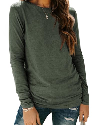 Image of AUTOMET Women's Long Sleeve Crewneck Shirts Casual Basic Tops
