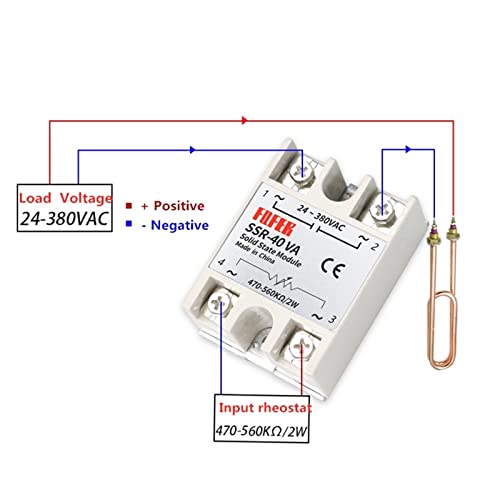 Relé de estado sólido SSR-40VA regulador para control de potencia industrial de 24-380VAC 4