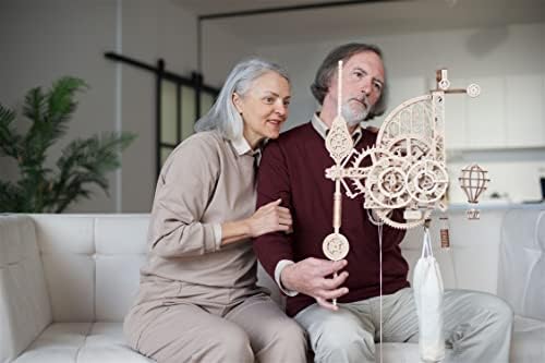 UGEARS Aero Clock 3D Puzzles - Wooden Model Kits for Adults to Build - Vintage DIY Wall Clock with Pendulum Wooden Puzzle - Self-Assembly Mechanical Clock Christmas Birthday Gifts For Teens and Adults