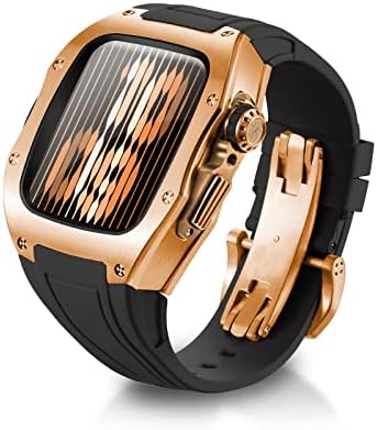RYUEUYA Luxury Designer Rugged Metal Case with Band, Compatible for Apple Watch Series 8/7 45mm and SE/6/5/4 44mm, Stainless Steel Military Personalized Protective Cover, Heavy Duty Tactical Protection for iWatch,44/45mm,RM-BR