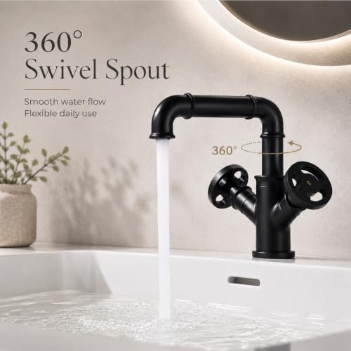 Mélangeur lavabo rétro avec robinet salle de bain pivotant à 360 degrés
