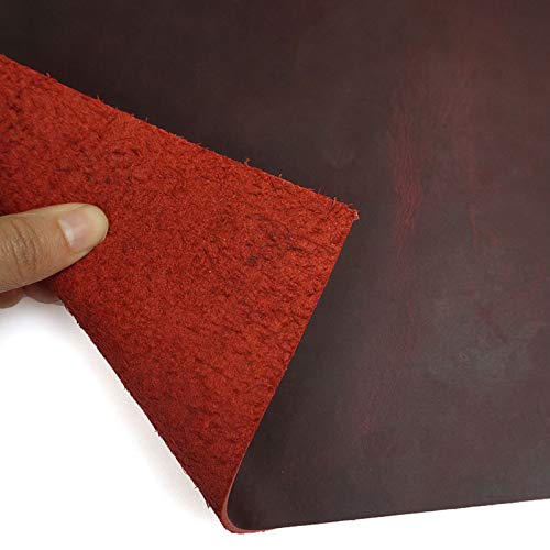 Cuir de Vachette vin Rouge Crazy Horse Cuir première Couche matériel Bricolage Main Maroquinerie Vintage Cuir tanné à l'huile pièce 2mm