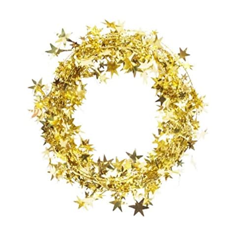 TOSSPER 7.5m Gold Star Tinsel Garland Cover