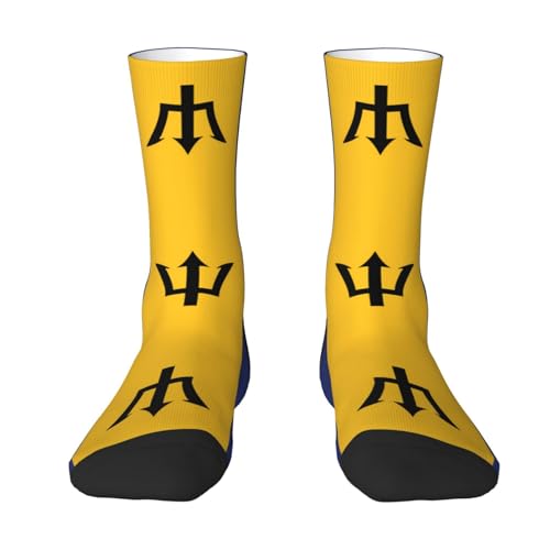 XZDZDX Flag of Barbados Polyester Mid-Calf Socks 2 Black-2 for Unisex - Skin-Friendly Elastic Fashion Crew Socks