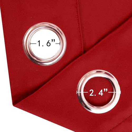 Image of LEMOMO Blackout Curtains 66 x 54 Inch Long Bright Red Curtains Set of 2 Panels Room Darkening Curtains for Bedroom and Living Room