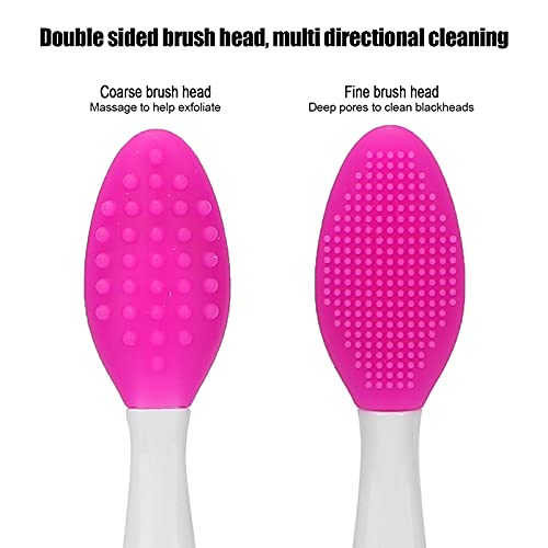 Silikon-Nasenreinigungsbürste, Silikon-Peeling-Lippenbürste, Tiefenreinigungs-Peeling-Lippenbürste mit Doppelseitiger Oberfläche, Gesichtsbürste Zur Reinigung von Mitessern,(rosarot)