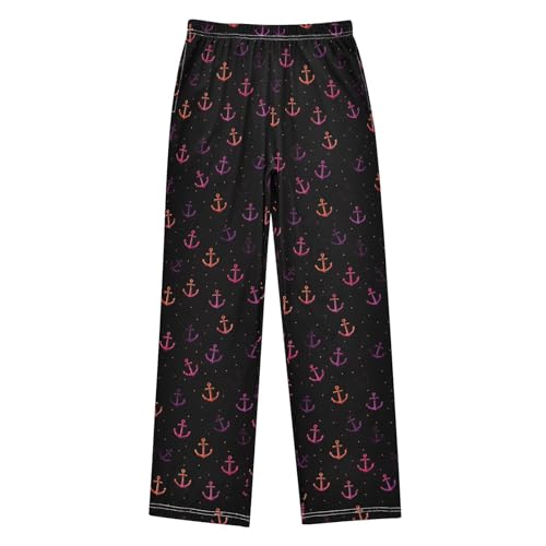 ALAZA Neon Anchor Black Pajama Lounge Pants Long Sleep Pajama Bottoms with Pockets