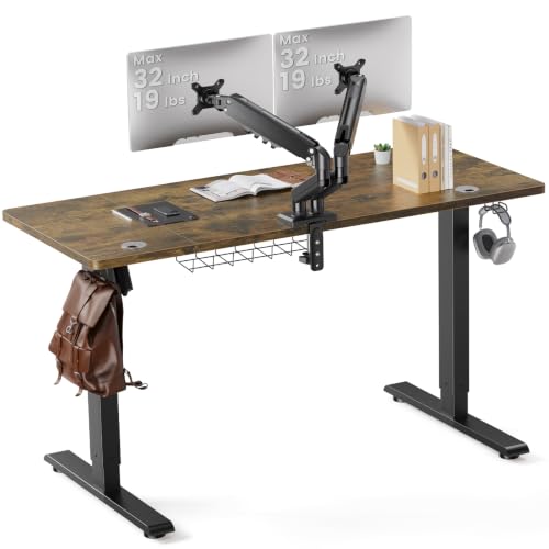 Image of SIAGO 55 x 24 Inch Electric Standing Desk with Dual Monitor Stand