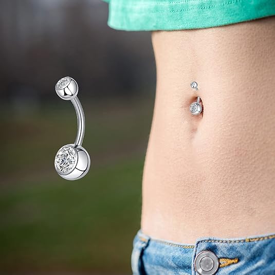SHIELD PLUS Belly Button Ring Piercing Jewelry Navel Rings Stud Belly Button Rings Barbell Piercing Jewelry for Women 8MM (1 Pcs) 2
