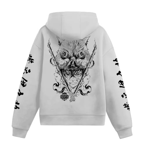 Image of Anime Inspired Design Unisex Pullover Hoodie, Black, Graphic Print Front and Back