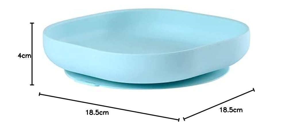 Assiette Ventouse BÉABA 100% Silicone, Bleu, Compatible Micro-onde