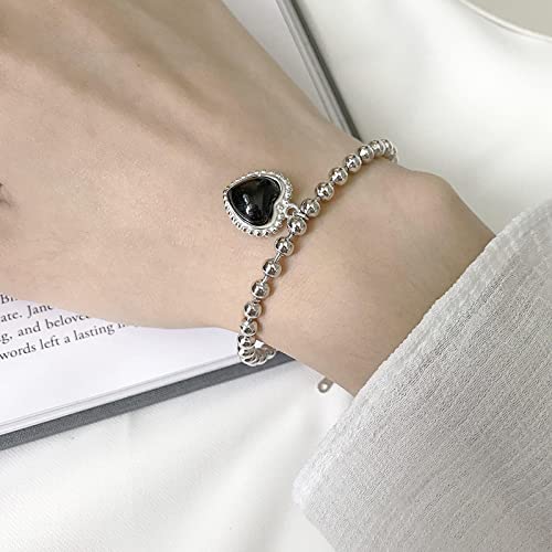 Bracelet filles pendentif coeur noir au design hiphop à la mode