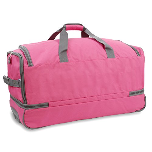 J World New York Piton Drop Bottom Rolling Duffel Bag, Pink, 30