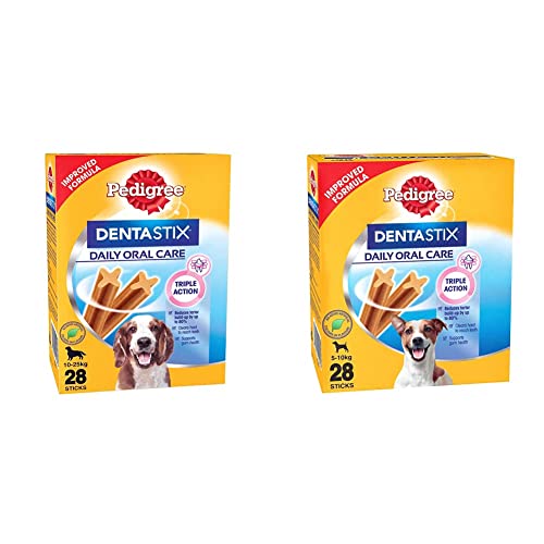 Pedigree Dentastix Medium Breed (10-25 kg) & Small Breed (5-10 kg) Oral Care Dog Treat (Chew Sticks) (28 Sticks) 720g & 440g