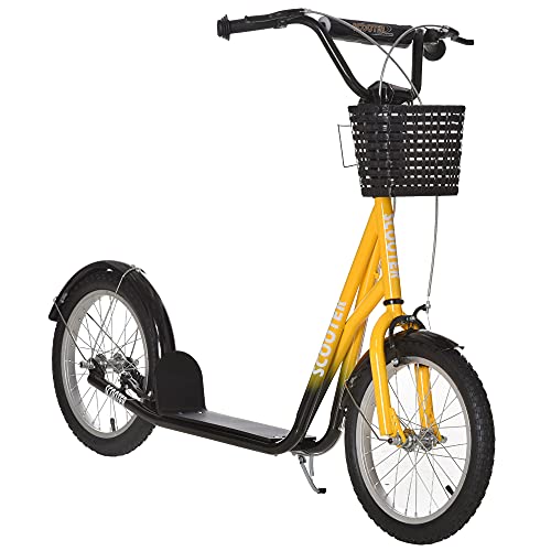 Aosom Youth Scooter, Kick Scooter with Adjustable Handlebars, Double Brakes, 16'...