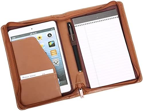 Leathario File Folder Padfolio Writing Pad Business Presentation Folder Portfolio (Brown-A5-2)