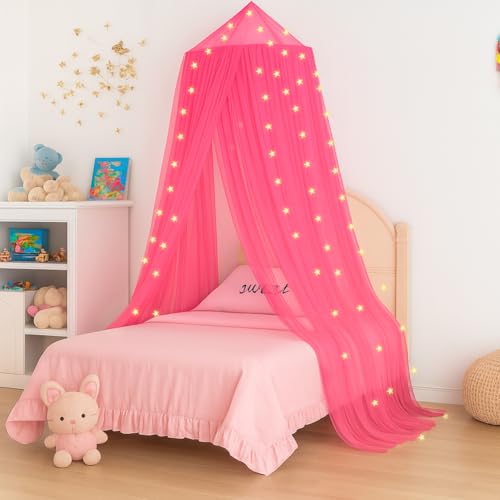 Vicloon Betthimmel Moskitonetz, Betthimmel für Mädchen Zimmer Dekoration, Moskitonetz Bett für Kinderbett Einzelbett, Fliegennetz Moskitonetze für Reise und zu Hause Indoor Outdoor (Rosa)