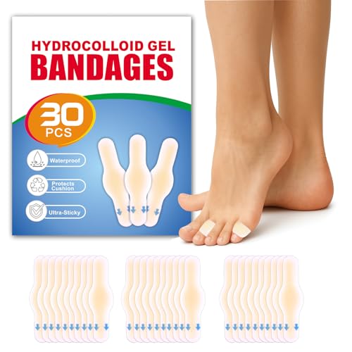 Image of 30pcs Hydrocolloid Blister Bandages - Waterproof Blister Bandages for Feet, Heels & Toes - Heel Blister Prevention & Recovery, Blister Pads (Toe, One Size)