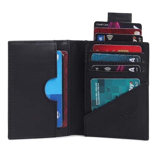 Image of Genuine Leather Bifold RFID Blocking Slim Stylish Credit Debit ATM Card Holder Wallet for Men Women (Z Black)