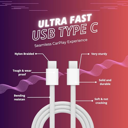 Image of AINE USB C to USB C Cable 3.3FT, 60W PD Fast Charging Nylon Braided Type-C Charger Cord compatible with iPhone 15 16 Pro Plus Pro Max iPad Pro Air MacBook Pixel - Original charging Speed