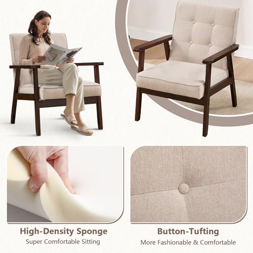 Sillón de Tela Tufted Beige Plegable miniatura 5